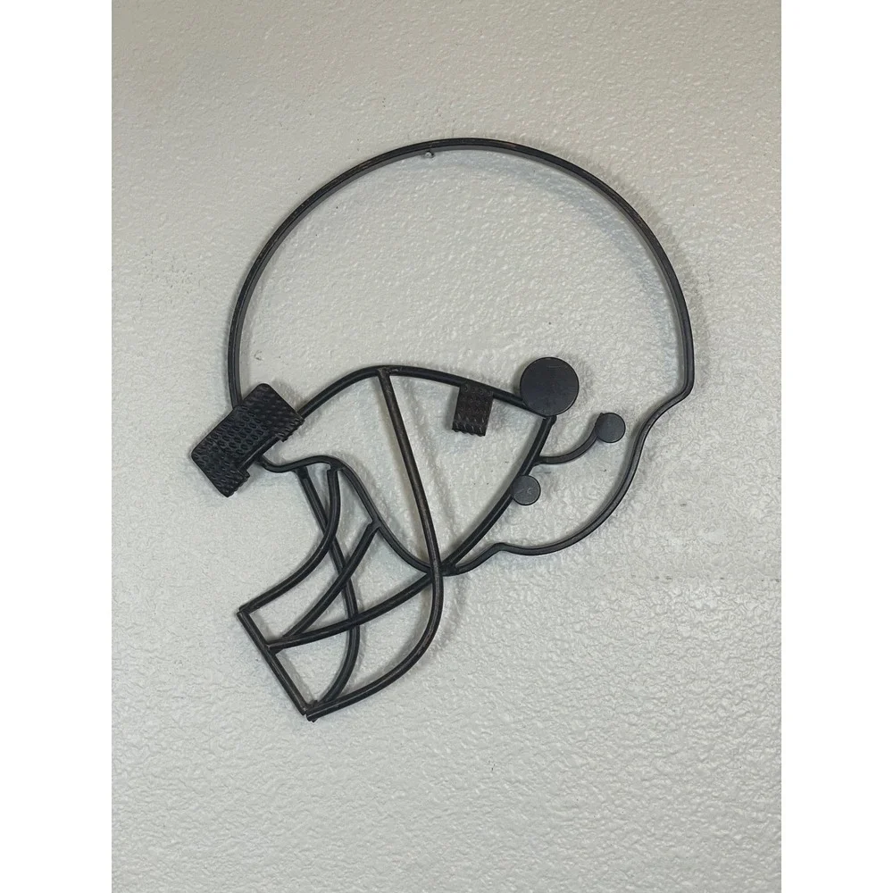 Metal Football Helmet‎ Wall Decor Art Black Vintage Style Game Day Man Cave